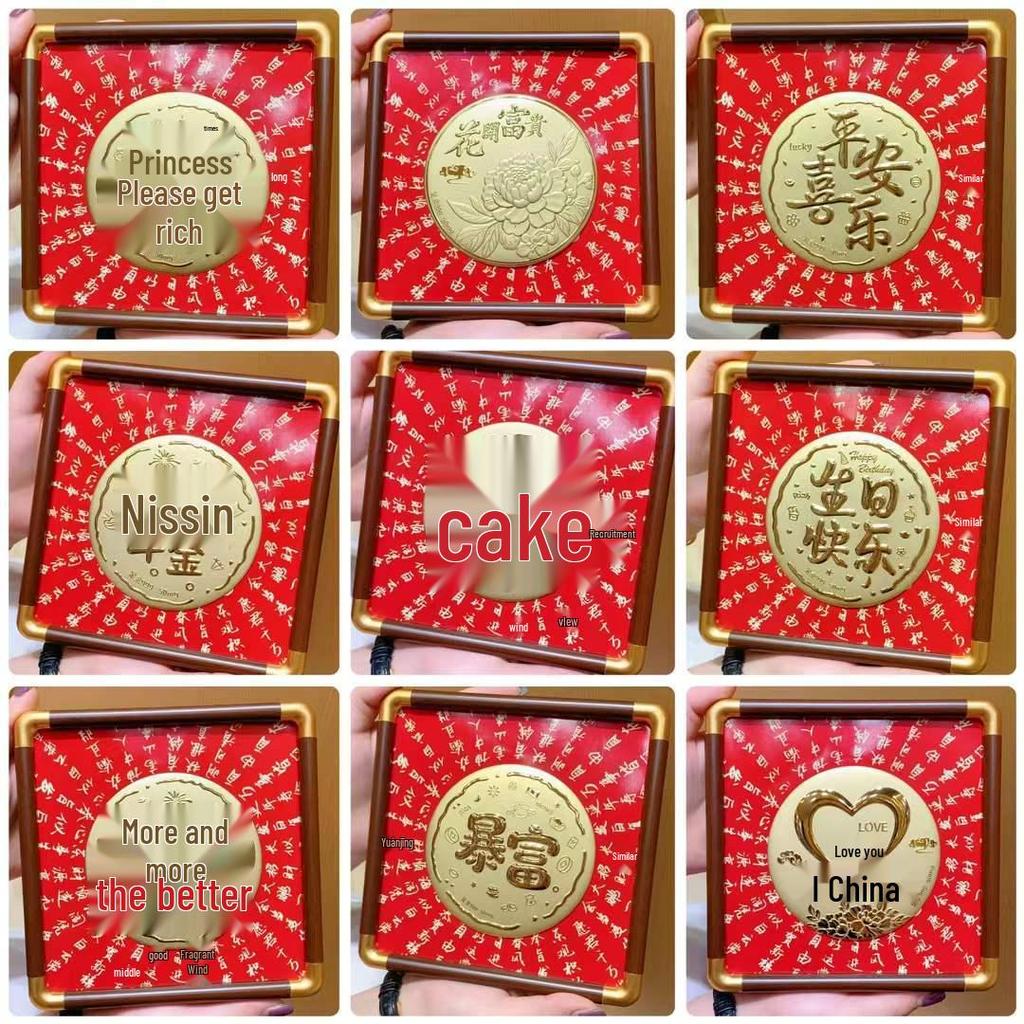 Reines Gold Acht Richtungen Reichtumsornament: Tägliches Einkommen Festivalgeschenk für Büro und Geschäft