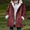 Women's Fashionable Coat Solid Color Long Sleeved Pocket Loose Button Plush Jacket