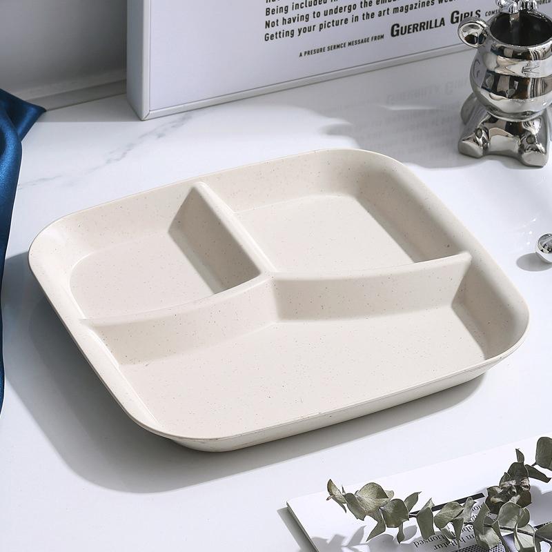 Food Fruit Salad Divided Plate Three-Grid Western Compartment Plate Diet Meal Plate Food Tray Kitchen Dinnerware
