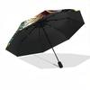 1pc Stained Glass Raccoon Auto Folding Umbrella, Sturdy And Durable Automatic Folding Umbrella with 8 Ribs, Convenient for Outdoor Use075