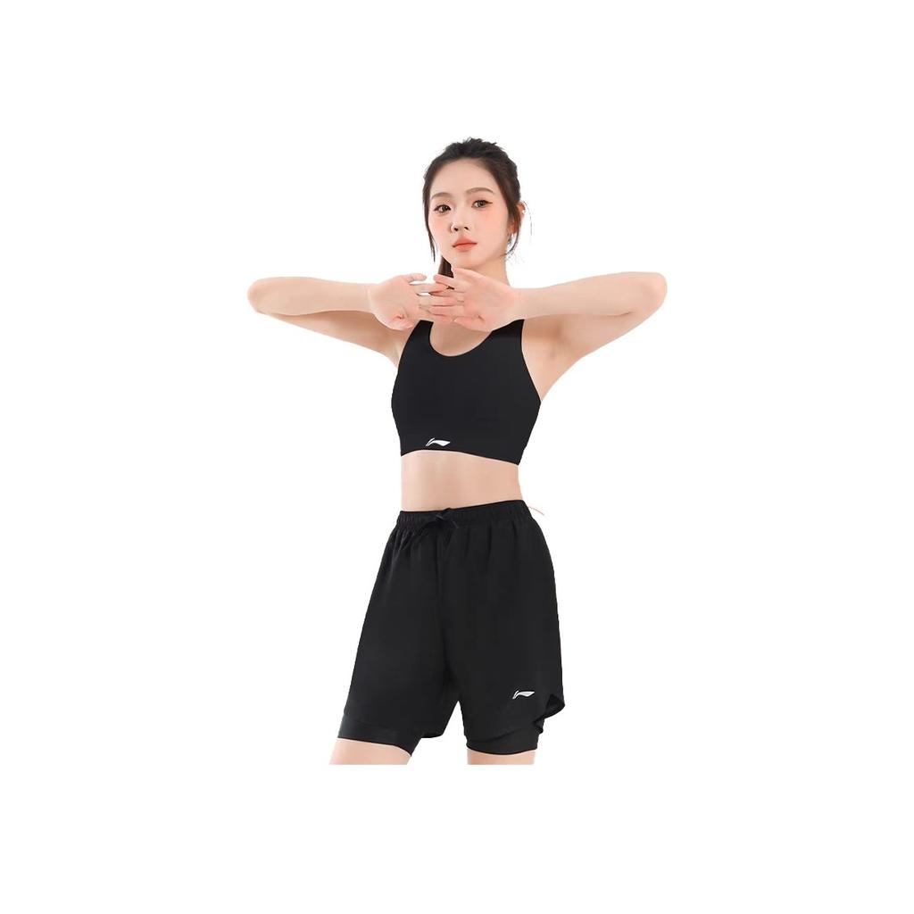 Li-Ning Quick-Drying Breathable Cool Ice Silk Thin Versatile Comfortable Anti-Exposure Double-Layer Sports Shorts Women shorts APST615-1
