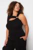 Women's Style Plus Size Black Cut-Out Detailed Knitted Blouse