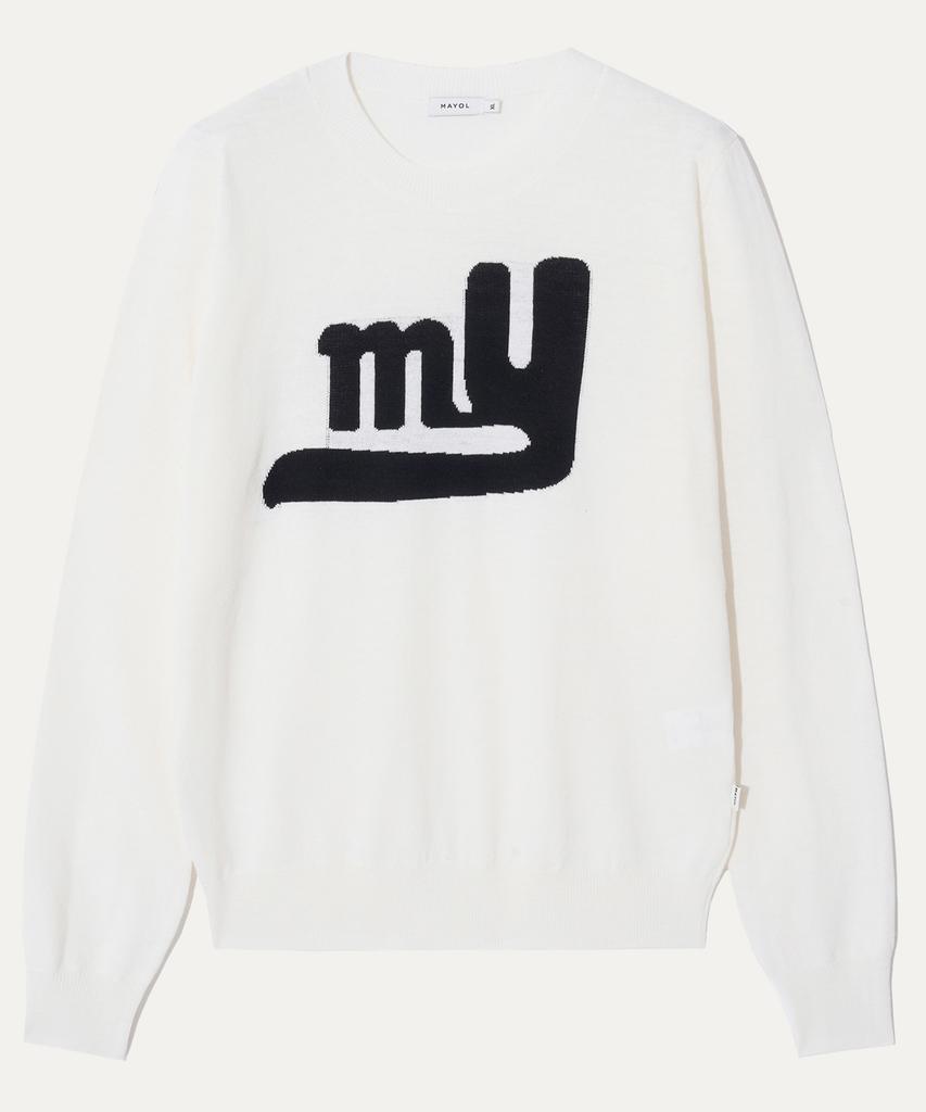 MAYOL My Logo Intarsia Round Neck Knit_Ivory