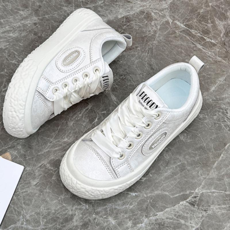 

Модная женская повседневная спортивная обувь, осенняя, новая, круглая, с глубоким носком, со шнуровкой спереди, удобная, на толстой подошве, одинарная обувь 54.5 грязно-белый