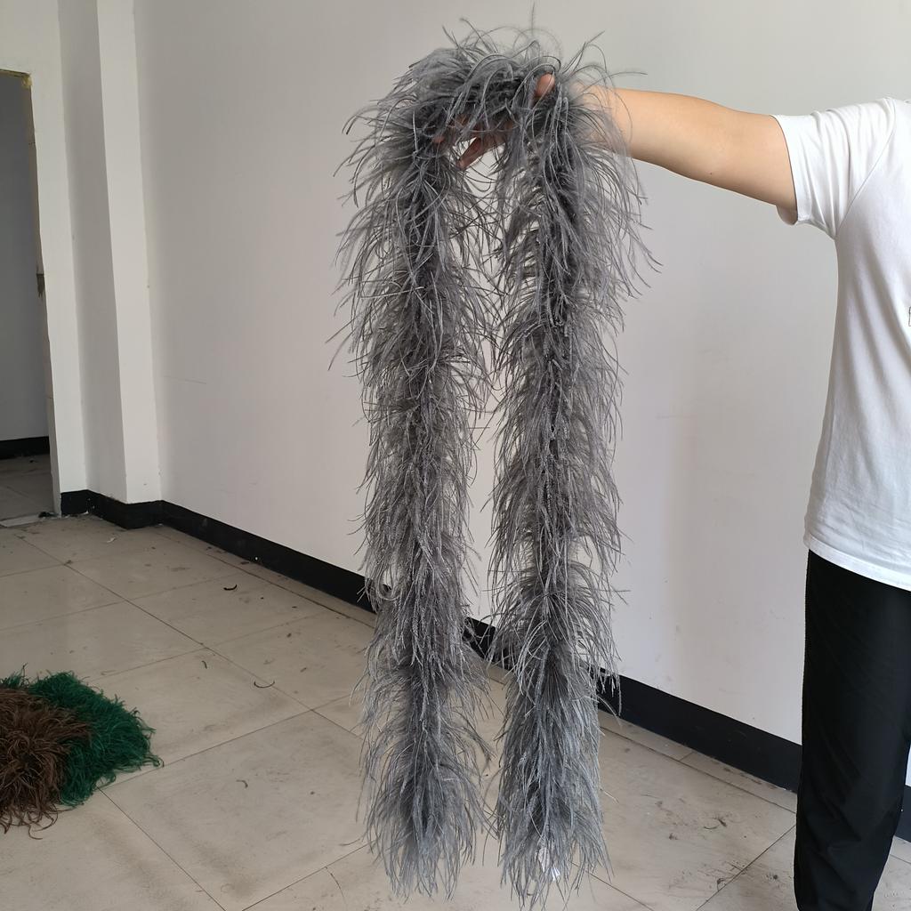 DIY 6PLY Natural Ostrich Feather Boa for Sewing Costume Embroidery 0.5/1/2/3/4M Length Wedding Carnival Dress Decoration Craft