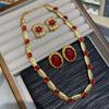 Italian Celebrity Personality Necklace Court Noble Red Glazed Necklace Set Big Red Earrings Jewelry