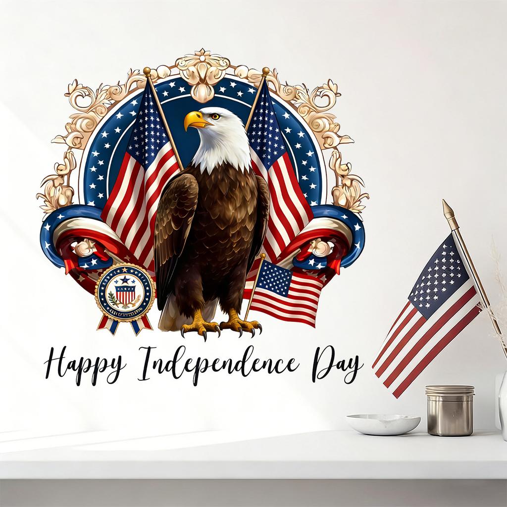 Independence Day Bald Eagle Self-adhesive Living Room Bedroom Study Wall Decoration Sticker