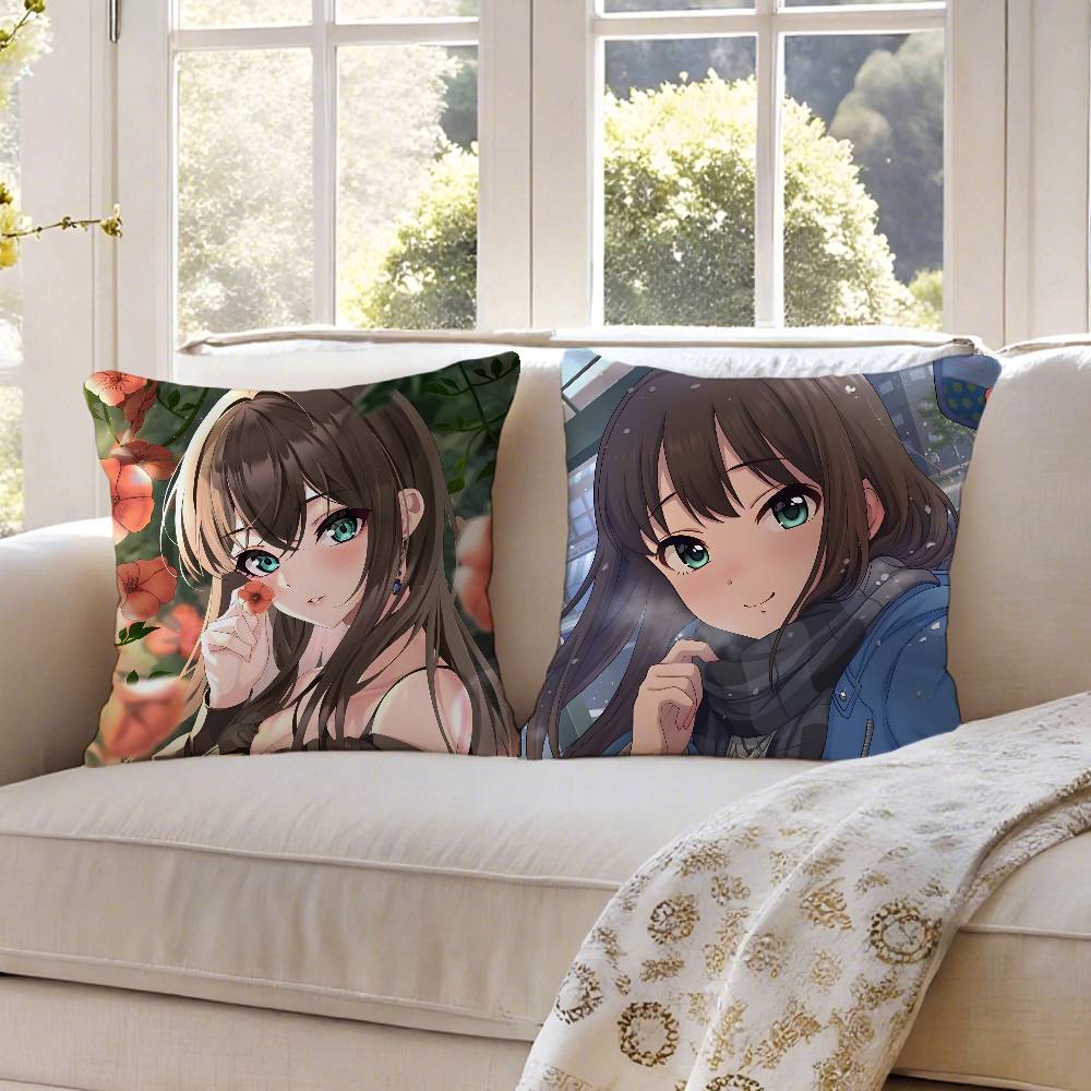 R-Rin S-Shibuya Cartoon Animation Pillow Case Anti-dustmite Pillowcase Invisible Zipper Silky Short Plush Sofa Cushion Cover