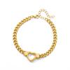 Heart Bracelet for Women Stainless Steel Charm Cuban Chain Bracelets Gold Color Anklet Vintage Jewelry Accessories Birthday Gift