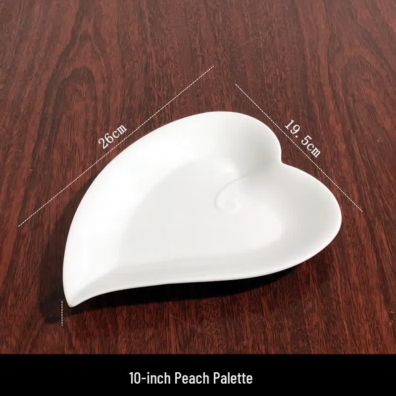 10-inch White Ceramic Peach-Shaped Dinner Plate