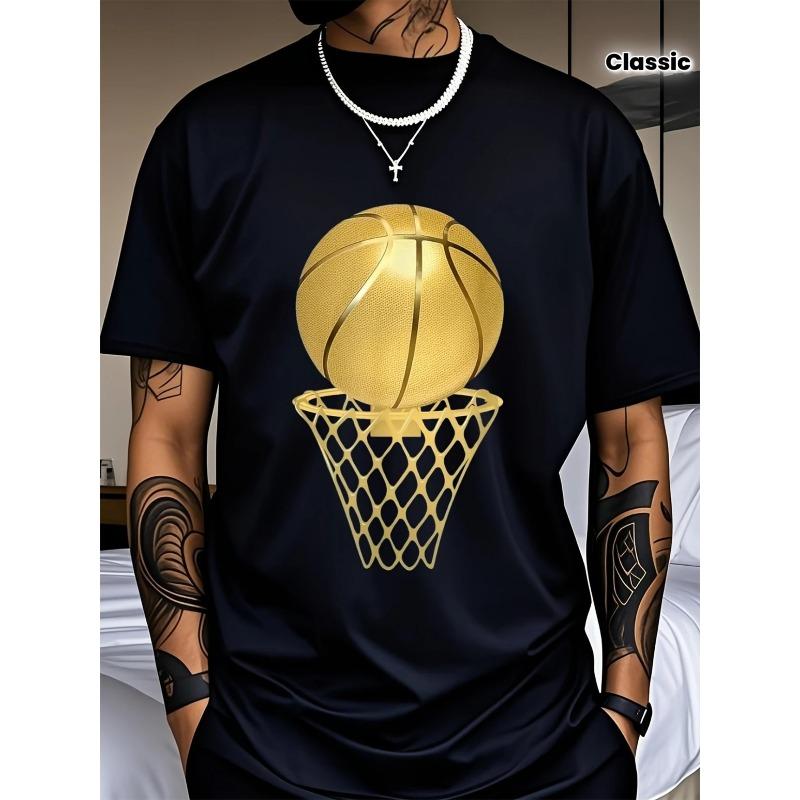 Men s Casual Printed Tee: Classic Crew Neck, Comfortable & Breathable, Perfect for Gifting S