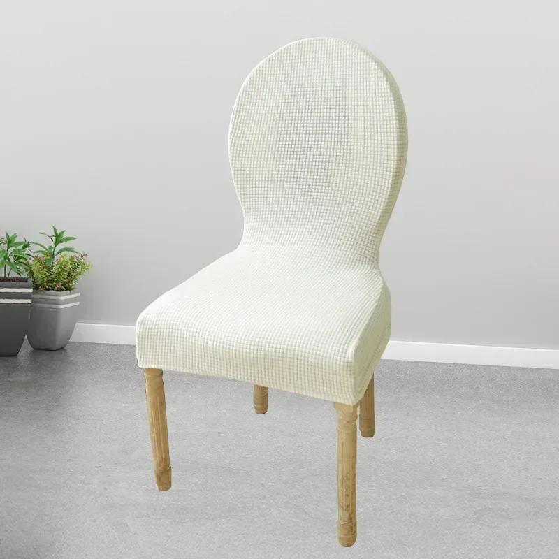 Retro Home Round Back Seat Chair Cover Polar Fleece Slipcovers Protector Case Chair Cover For Room Kitchen Hotel Banquet Cover