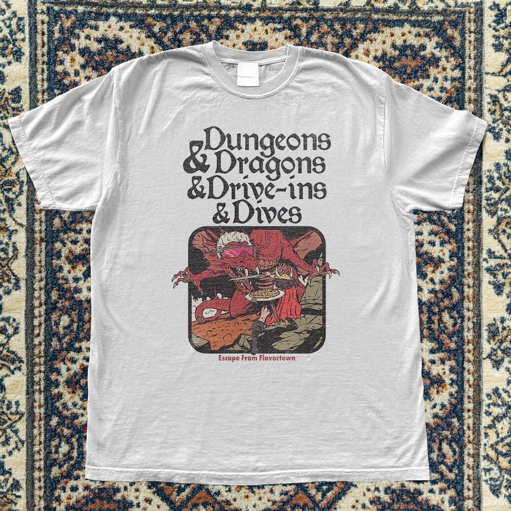 Dungeons amp Dragons Driveing Dives White Cotton Tshirt Unisex T-Shirt XL