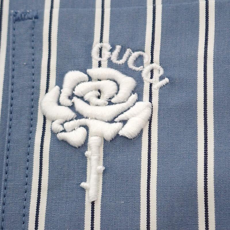 Gucci 814715 46 Long Sleeve Shirt Blue Cotton Mens