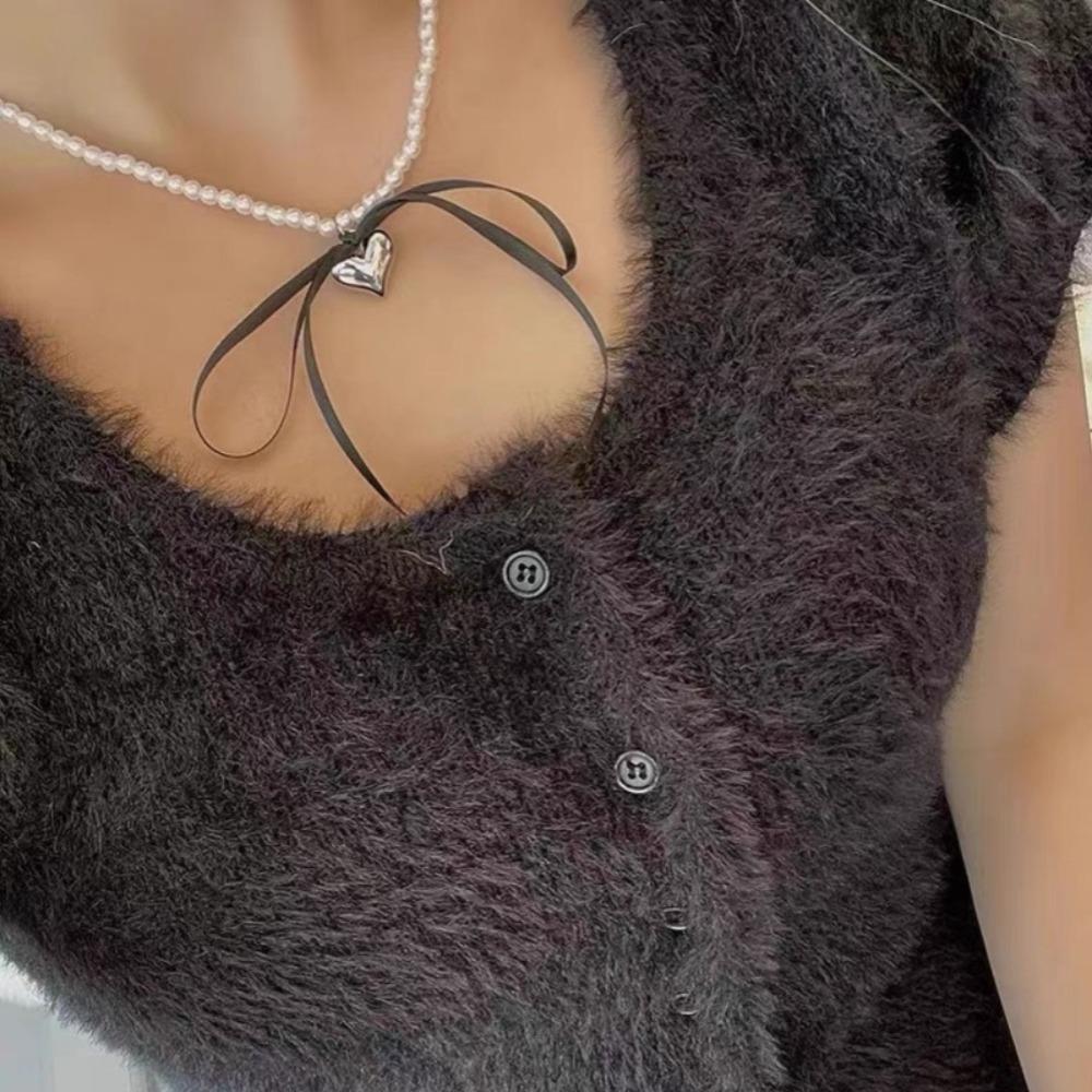 Heart Bow Choker Ribbon Jewelry Gift Trend Pendant Necklace  Women