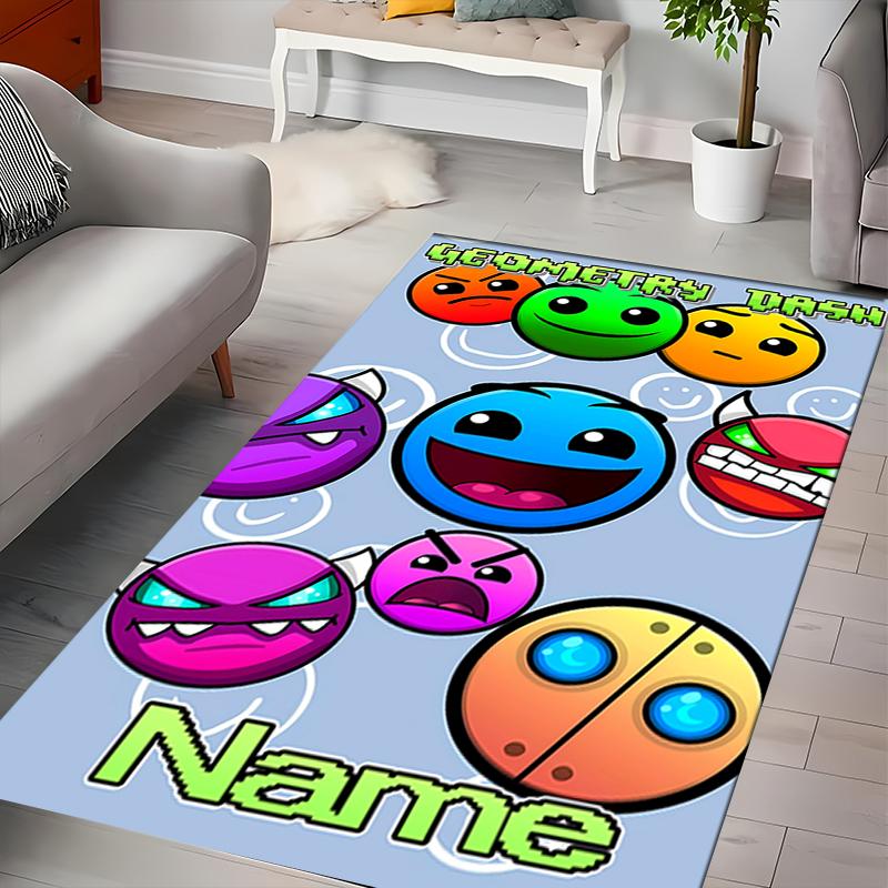 Custom personalization Geometry Dash Area Rug - Perfect For Kitchen, Bathroom,Laundry Room Decor Large Size Available,Gift All Seasons