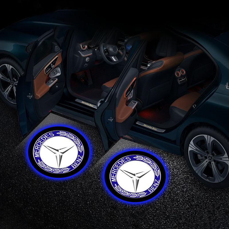 2 stk/sett HD LED Velkomstlys Bildør Projektorlamper Biltilbehør For Mercedes Benz C63 W117 Cla45 W205 W212 E63 W207 W176 A45 X156 Gla45 AMG