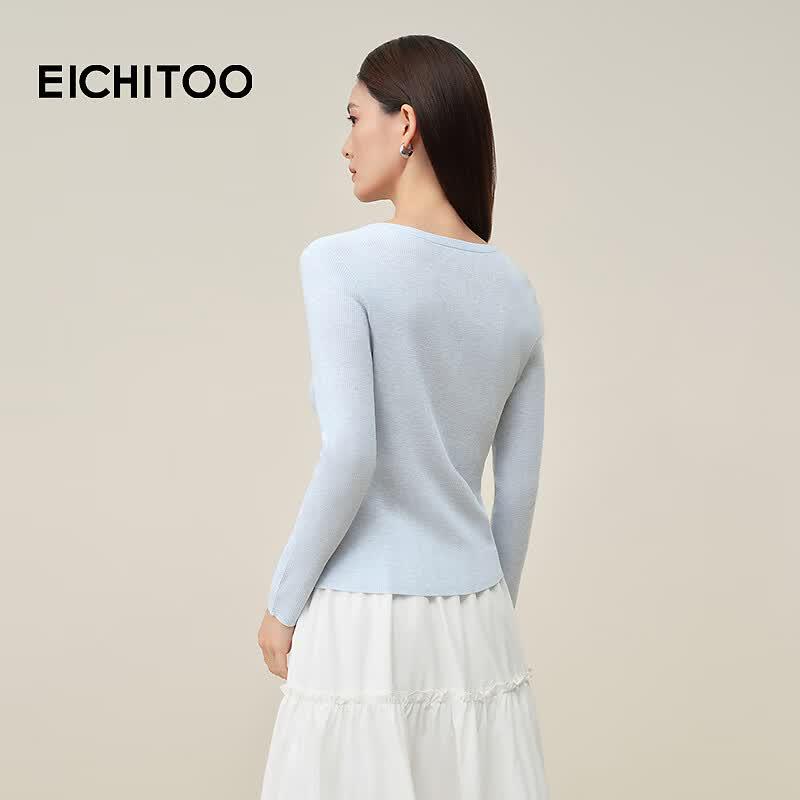 EICHITOO Women's Wool Blend Slim-Fit Lace Knit Sweater