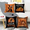 Halloween Pillow Home Pumpkin Cat Witch Hat Striped Sofa Decorative Pillow Case