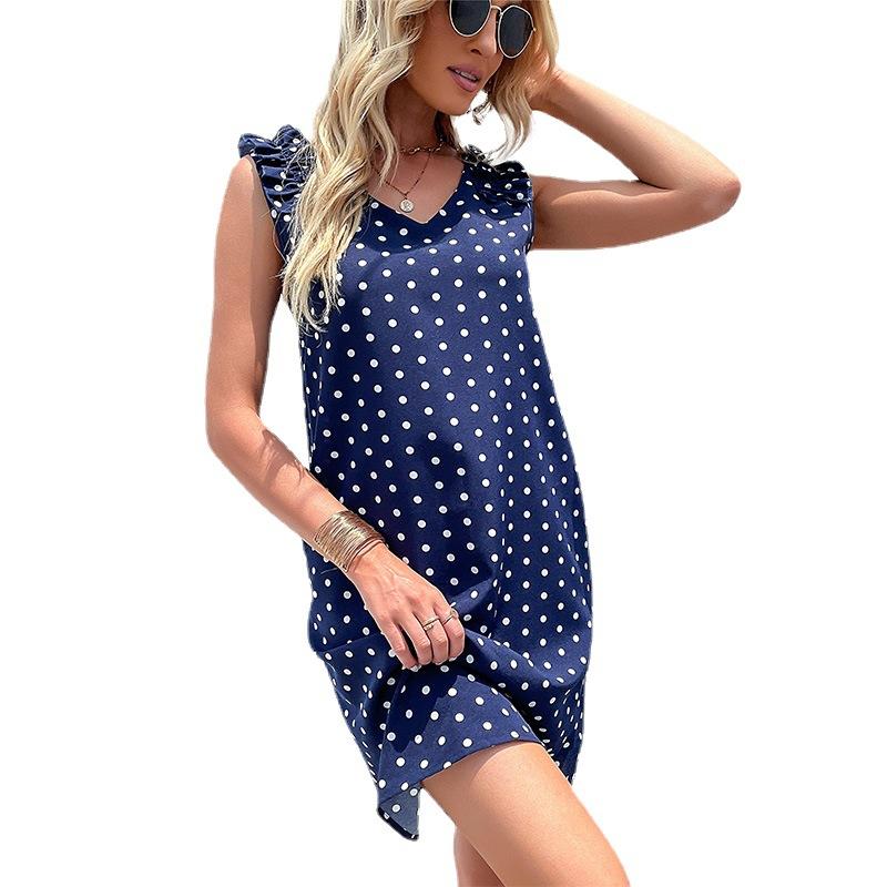 Summer women's dress fungus edge polka dot vest skirt
