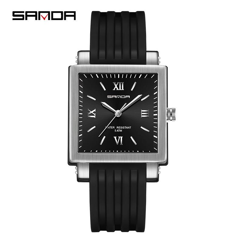 Sanda 2024 Square Quartz Waterproof Sports Watch - Unisex Korean Style Casual Wristwatch