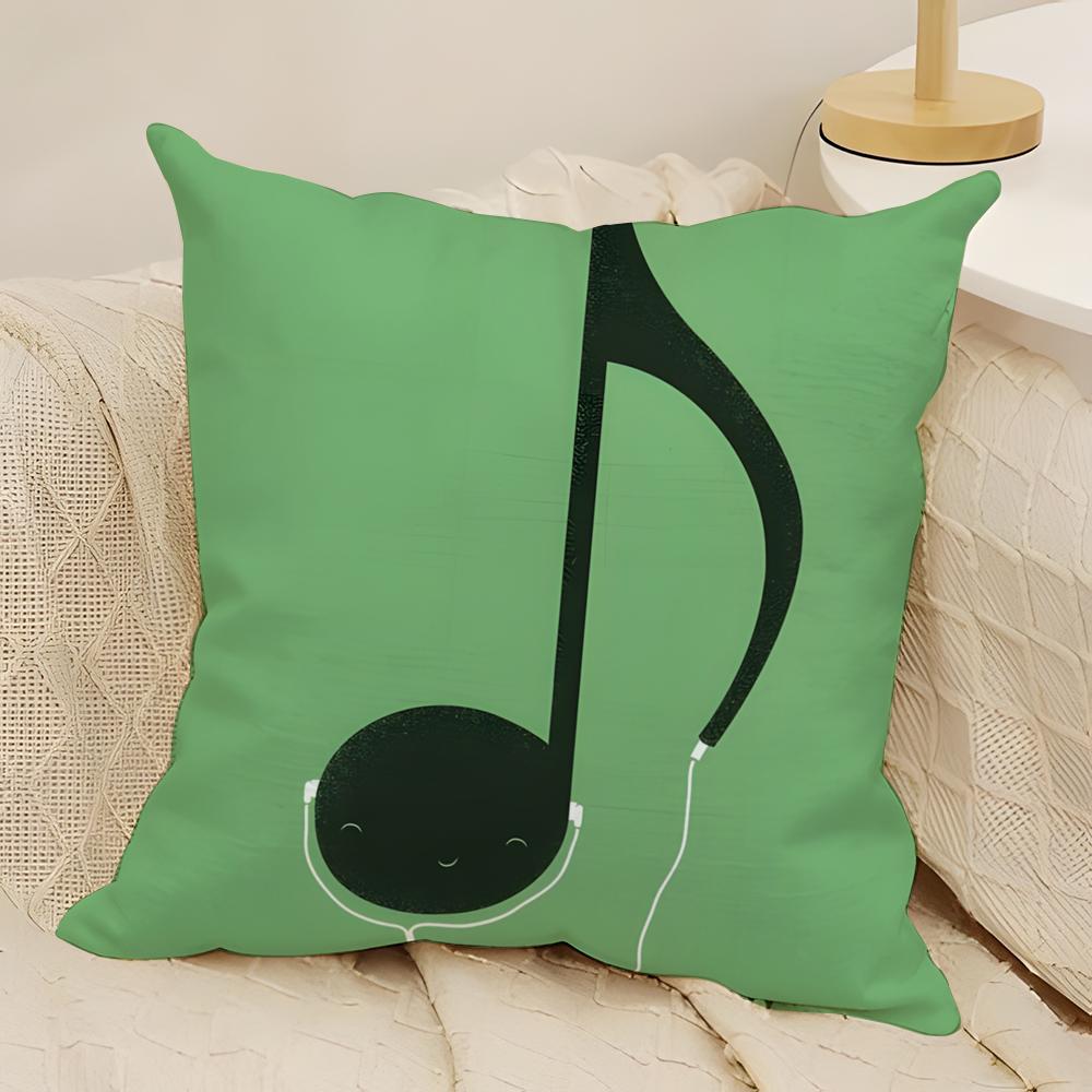 Fashing Quirky Musical Note Patterns Pillow Case Natural Linen Double-Sided Printing Sofa Home Decor Cushion Cover