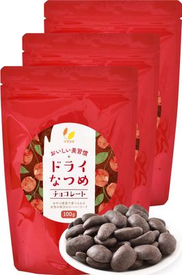 Rifcoco Delicious Beauty Habits Dried Date Chocolate 100g X 3 Bags Set with Zipper Bag Dried Date Chocolate Super Food Jujube Date Snack No Sweeteners