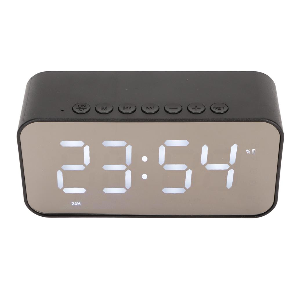 Wireless Speaker Stereo Sound Noise Cancelling Temperature Display Voice Broadcast FM Radio Mirror Alarm Clock