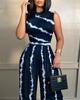 Women's Sleeveless Crew Neck Printed Slim Fit Jumpsuit
