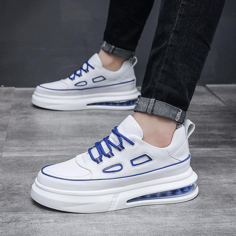 High-top Men's Shoes Autumn and Winter New Trendy Men's Shoes Thick-soled Air Cushion White Shoes Sports and Leisure Board Shoes Versatile Trendy Shoe