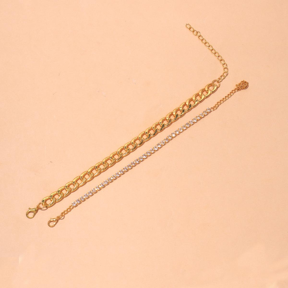 

Ювелирные изделия, браслет из нержавеющей стали с холодным ветром, простой комбинированный набор браслетов с голыми бриллиантами Джокера золотой