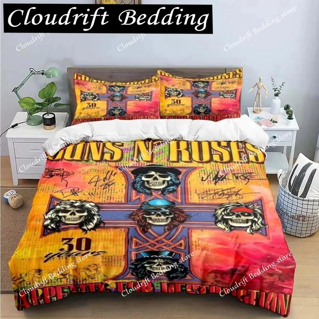 Guns N'roses Band Retro Bedding Sets Exquisite Bed Supplies Set Bed Comforter Luxury Birthday Gift Duvet Cover Set
