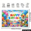 2D Cartoon Animal Birthday Banner Backdrop Kids Bright Colorful Happy Birthday Party Decor Background