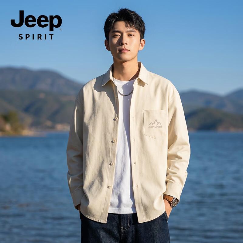 JEEP SPIRIT Men s Faux Cotton Casual Long-Sleeve Shirt M