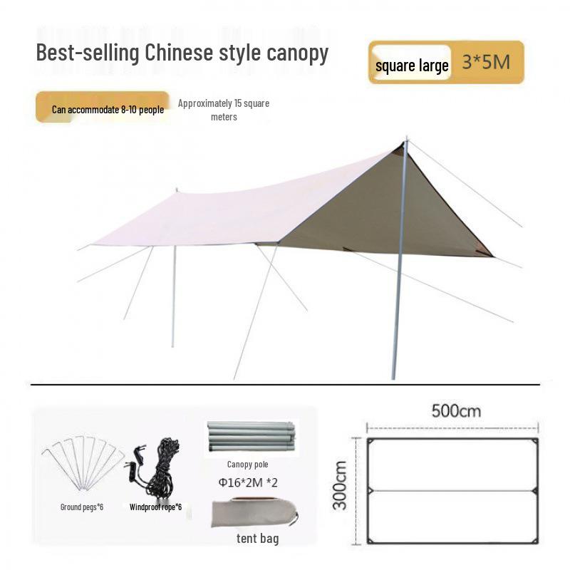 Ultra-Light Silver Coated Outdoor Canopy Tent with Sunshade & Waterproof Sun Protection for Camping, Cooking, and Picnics