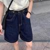 High-Waisted Plus Size A-Line Denim Shorts for Pear-Shaped Women - Summer Loose Wide-Leg Style