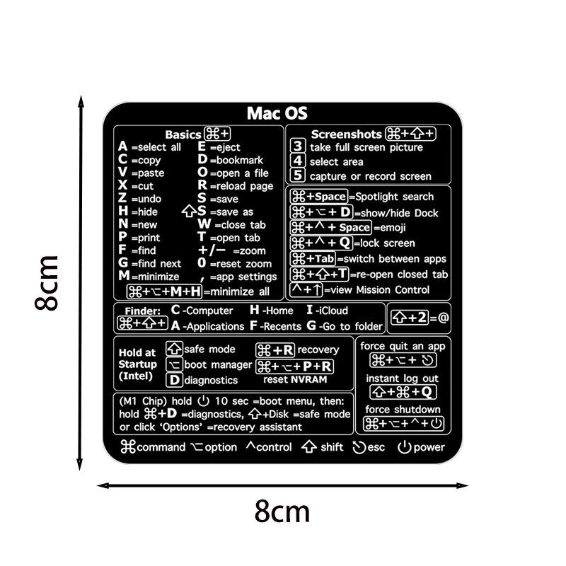 Waterproof Keyboard Shortcuts Sticker for Windows/MacBook Laptops