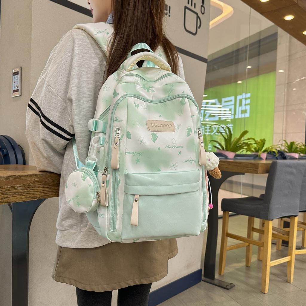 Schoolbag High-value New Lightweight Backpack, Mori Small Fresh Butterfly Printing High School Schoolbag Women's Niche Backpack