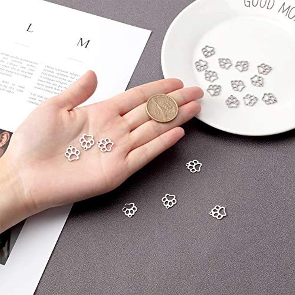 20 Stück Hundepfotenabdruck Anhänger - Hohl, Haustier-Thema, Legierung, mit großem Loch für DIY Schmuckherstellung, für Halskette
