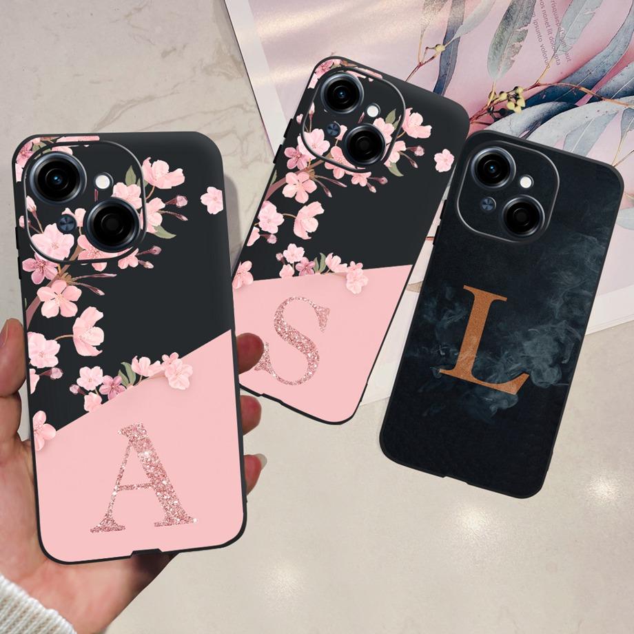Initials Letter Pattern For Tecno Spark GO 1 Bumper Case Tecno Spark GO 2025 Soft TPU Coque Cover Capas Silicone Funda