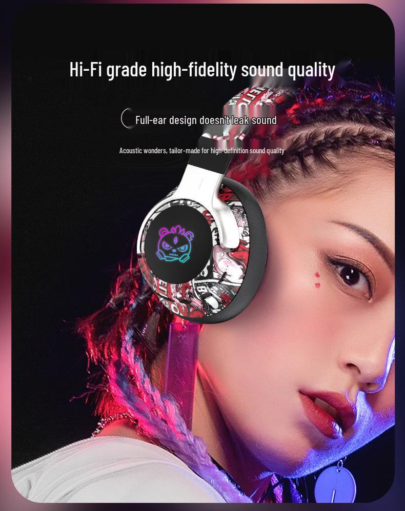 2026 Graffiti Bluetooth Over-Ear Headphones - Long Battery for Gaming
