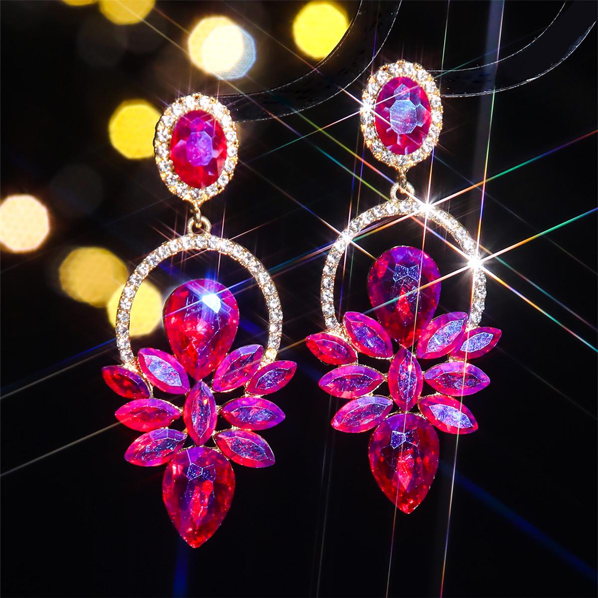 

Exaggerated High-Grade Colorful Glass Rhinestone Earrings for Women
