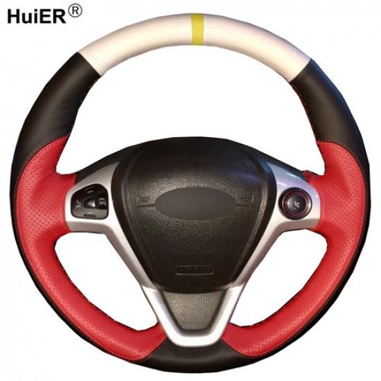Hand Sewing Steering Wheel Cover For Ford Fiesta 2008-2013 Ecosport 2013-2017