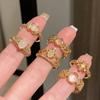 Medieval Retro Moonstone Imitation Opal Exquisite Open Ring Fashionable Zircon Light Luxury High-End Accessories