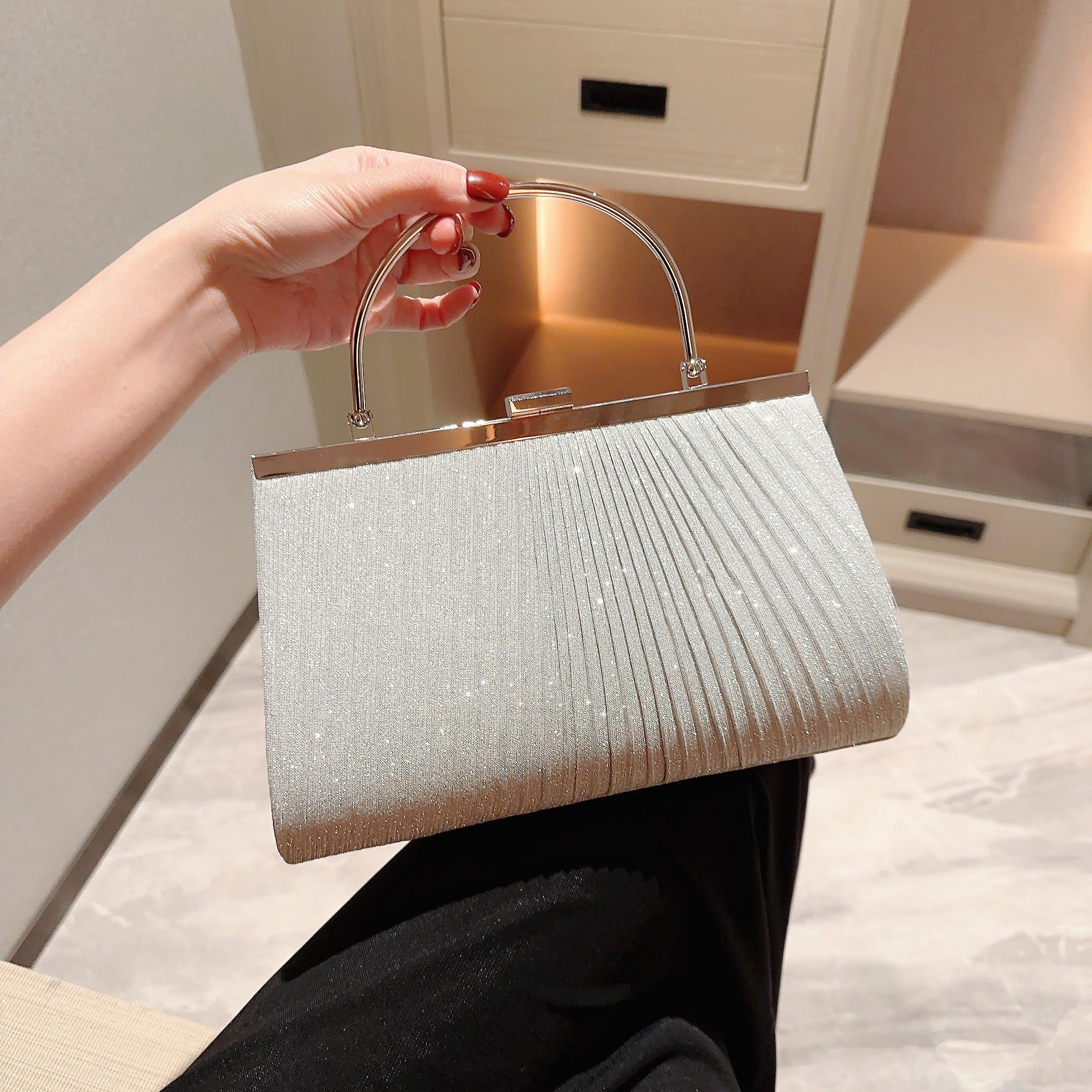 

Women s Classic Pleated Evening Bag Handbag Sparkling Party Bag Evening Bag Dress Bag Prom Handbag Chain Bag (20cm Max Length 30cm)