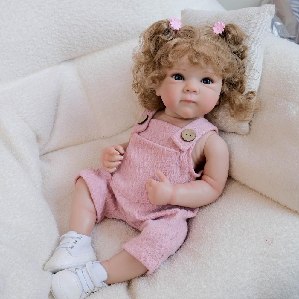 Lively 18 Inch Reborn Baby Girl Dolls Bettie Full Vinyl Body Newborn Babies Doll Realistic Implanted Curly Hair Baby Doll Toys for Kids Birthday Gifts