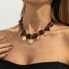 Oval Shape Resin Tiger Stone Necklace Acrylic Material Beaded Necklace Choker Necklace  Female Gift
