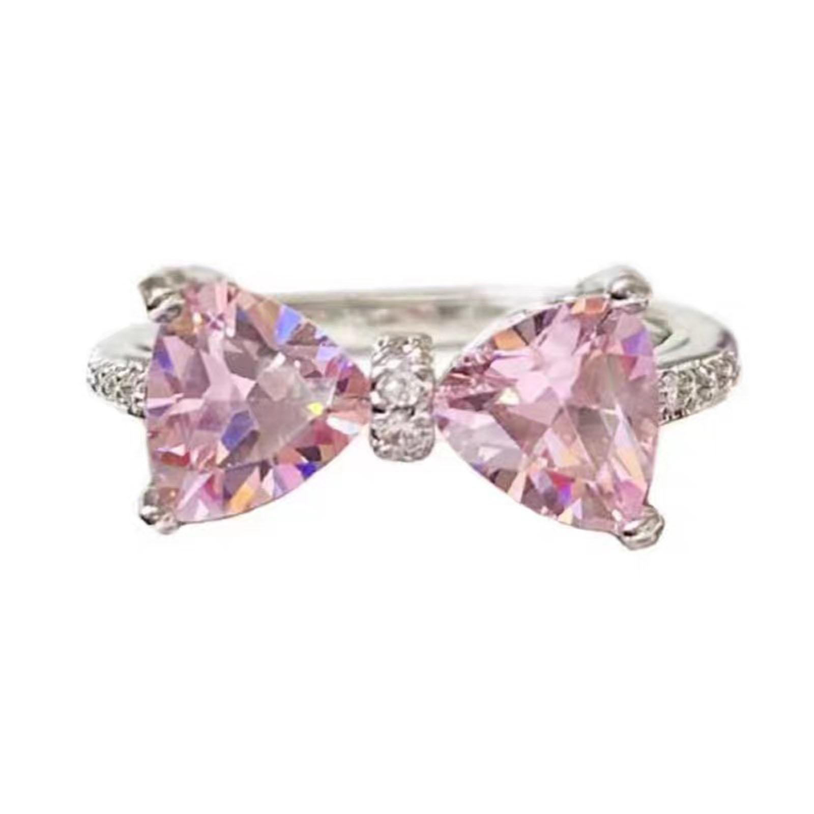 Bowknot Rings With Crystal Stone Aesthetic Girl Bowknot Rings for Women Y2K Adjustable Open Ring Vintage Jewelry 1
