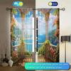 2pcs Balcony Landscape Style Printed Curtain for Home Decor - Rod Pocket Window Treatment for Bedroom,Office,Kitchen,Living Room