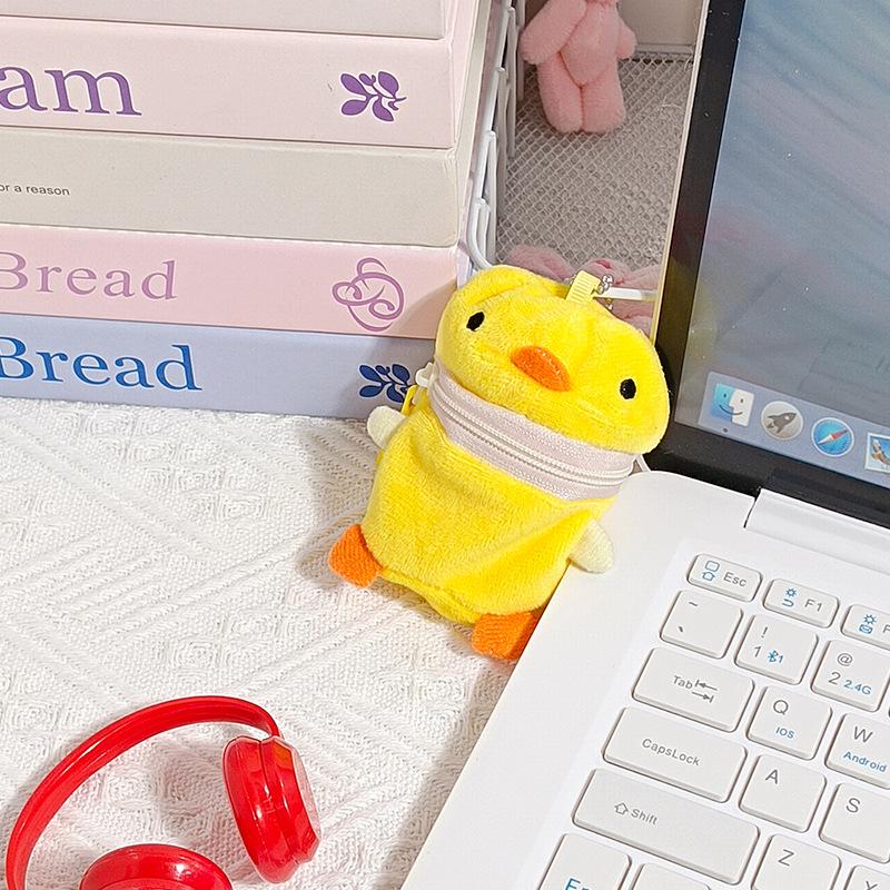 Mini Pink Fluffy Rabbit Coin Purse Keychain Cute Cartoon Storage Bag Headphone Case Gift Accessories